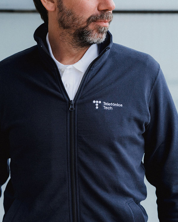 Men's navy-blue zip-up sweatshirt