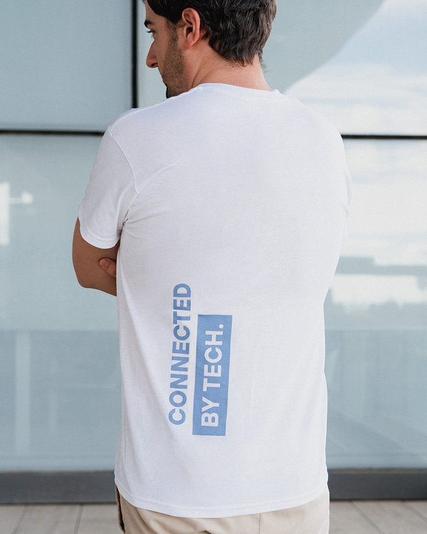 Men's white t-shirt with phrase design